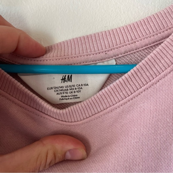 H&M Girls Ruffle Sweatshirt Dress Pink Long Sleeve Drop Waist Size 8-10Y - Picture 3 of 8